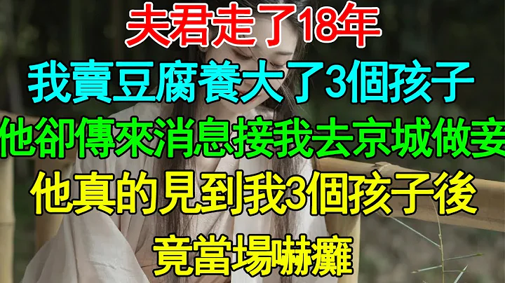 夫君走了18年，我卖豆腐养大了3个孩子，他却传来消息接我去京城做妾，他真的见到我3个孩子后，竟当场吓瘫 - 天天要闻