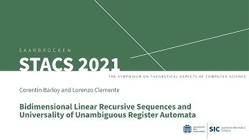 STACS 2021 | Bidimensional Linear Recursive Sequences and Universality of Unambiguous Register Au...