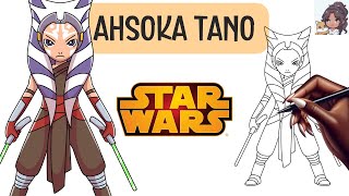 How to Draw Ahsoka Tano ⏐ Star Wars ⏐ Cute Step by Step Drawing Tutorial ⏐ Lofi Music for Drawing