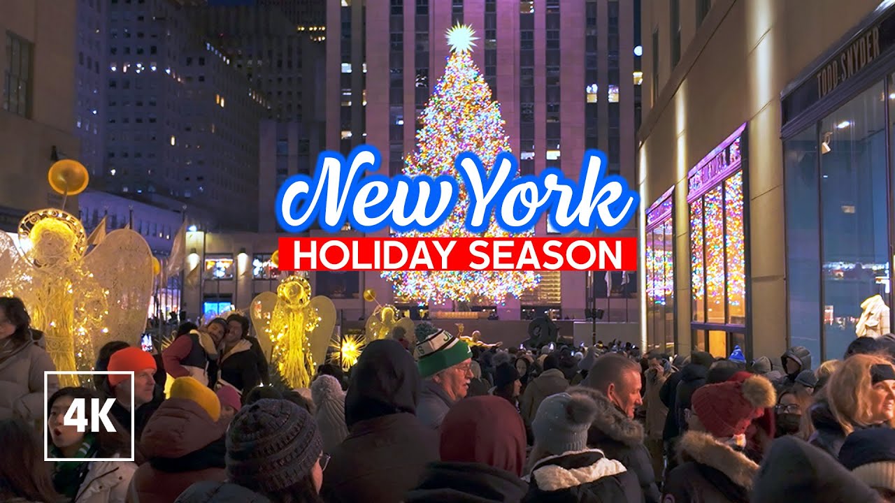 New York, Amerika Serikat | Holidays Rockefeller Center | Jelajah Kota Malam 4K