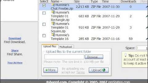 Zipping and Uploading to 4shared