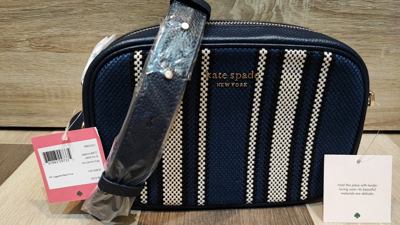 UNBOXING!!!! Kate Spade ♤ Astrid Canvas Stripe Medium Camera Bag  (blzblumult 417) - YouTube