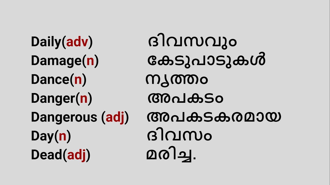 what is the malayalam word of presentation