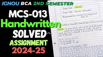 MCS-013 HANDWRITTEN Solved Assignment Jan 2025 || IGNOU BCA 2nd Semester Handwritten Assignment 2025