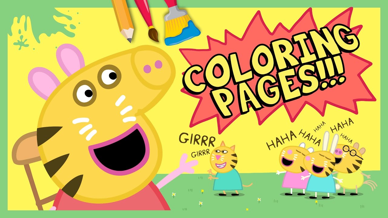 New Peppa Pig Coloring Pages : Mrs Rabbit Colors the Face of Peppa Pig ...