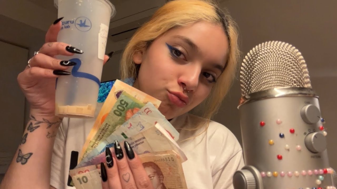 ASMR con BILLETES ARGENTINOS 🇦🇷 |Tomando BOBA Tea| SOFIWI