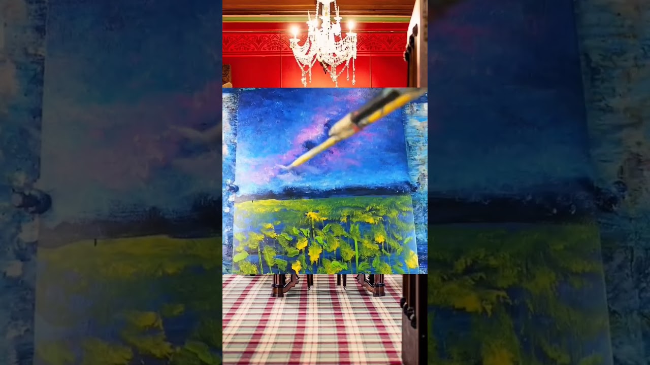 油絵 絵画【星空の花畑】 02c04b1172efe221ef408cd765027b