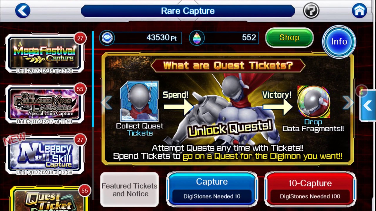 30x Ticket Quest Capture - Digimon Links