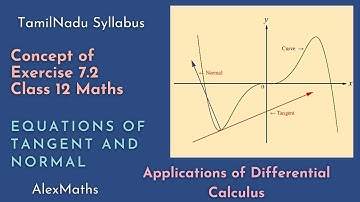 Concept of  Exercise 7.2 Equations of Tangent and Normal  Applications of Differential Calculus