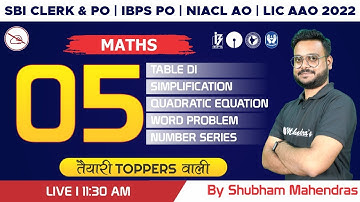 SBI Clerk & PO | IBPS PO 2022 | Insurance 2022  | Maths | 5 Topics in 1 Class | Shubham Mahendras
