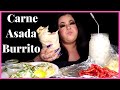 Carne Asada Burrito and Tacos + Horchata | Mukbang