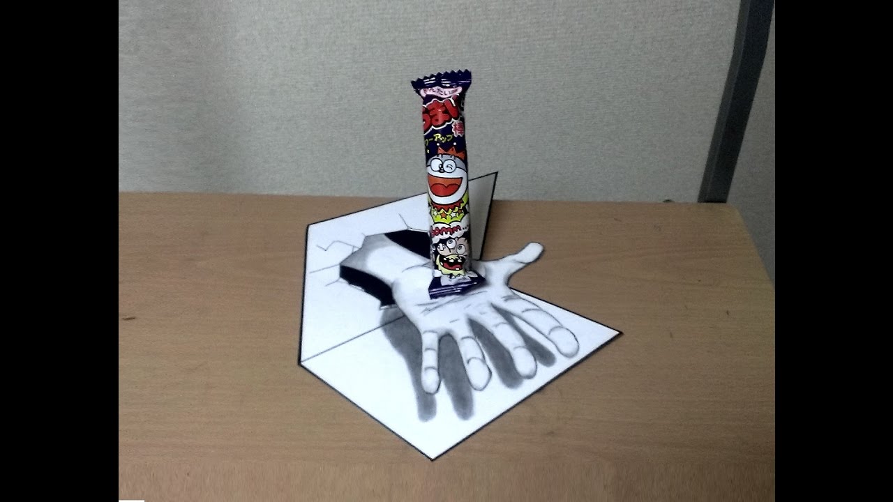 トリックアート 壁から手が出る描き方 3d Trick Art Youtube