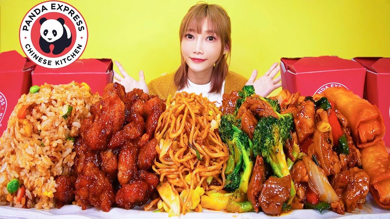 MUKBANG】 Panda Express Take-Out Menu!! Orange Chicken, Mongolian