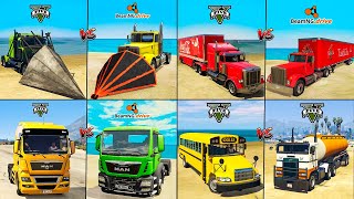 GTA 5 COCA-COLA TRUCK VS RAMP VS SCHOOL BUS VS TGS TRUCK VS BEAMNG DRIVE - WHICH IS BEST ?