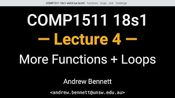 COMP1511 18s1 Week 3 Tuesday (B Stream) - More Functions + Loops