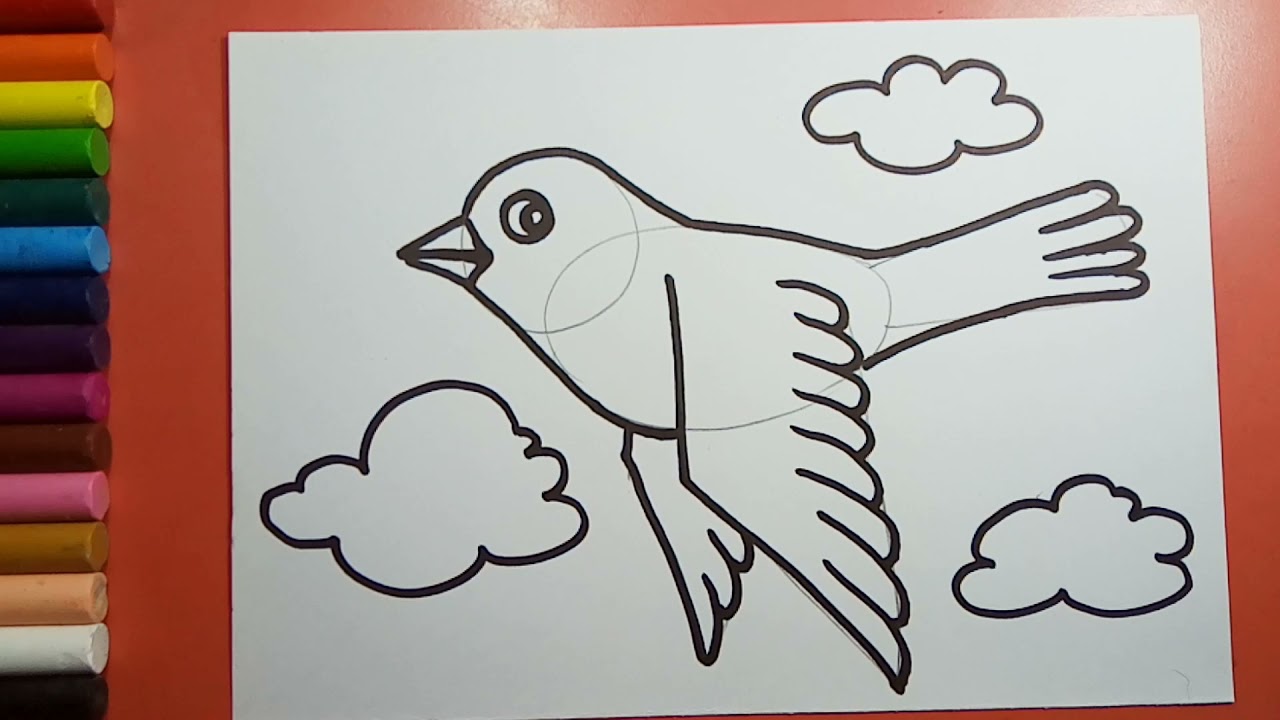 उड़ती हुई चिड़िया का चित्र। flying birds Drawing - YouTube