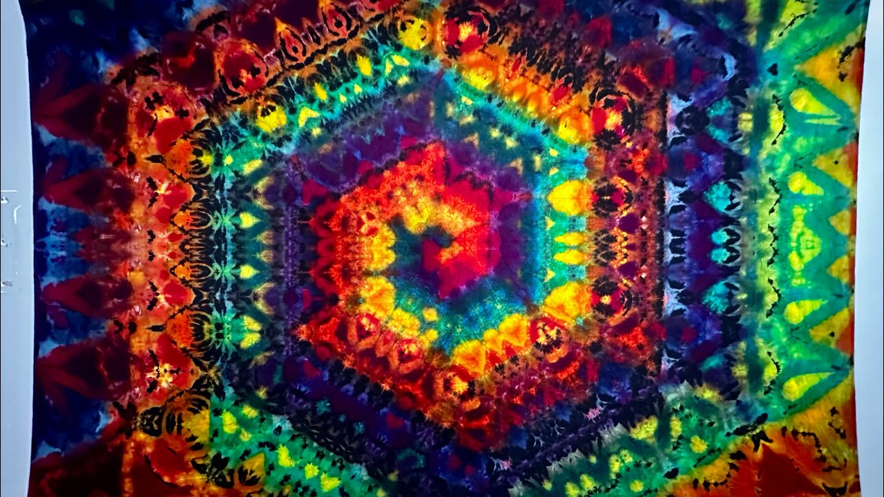 Nested Hexagon Spiral Tie Dye Tapestry!