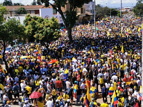 La manifestación pacífica del cuarto día del paro en Cali