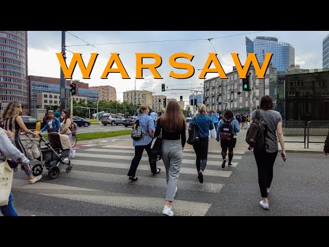 Warsaw City Poland - Walking Tour Boulevards Powisle, 4K 60fps City Walk - Travel Walk Tour,