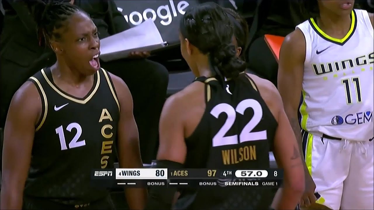 Aja Wilson LEAPS Into Stands With 1 Minute Left In BLOWOUT Win Has Teammate HEATED  Las Vegas Aces