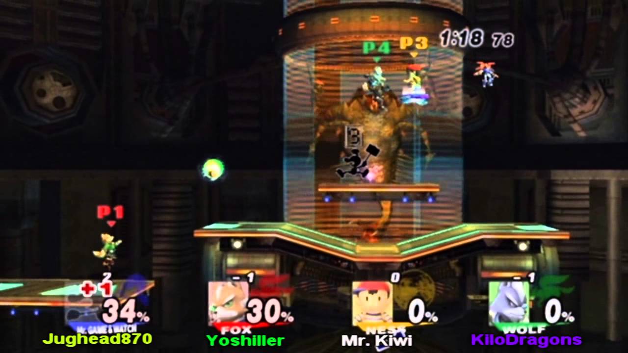 Yoshiller SSBB match 32: Against Jughead870, Mr. Kiwi, and KiloDragons