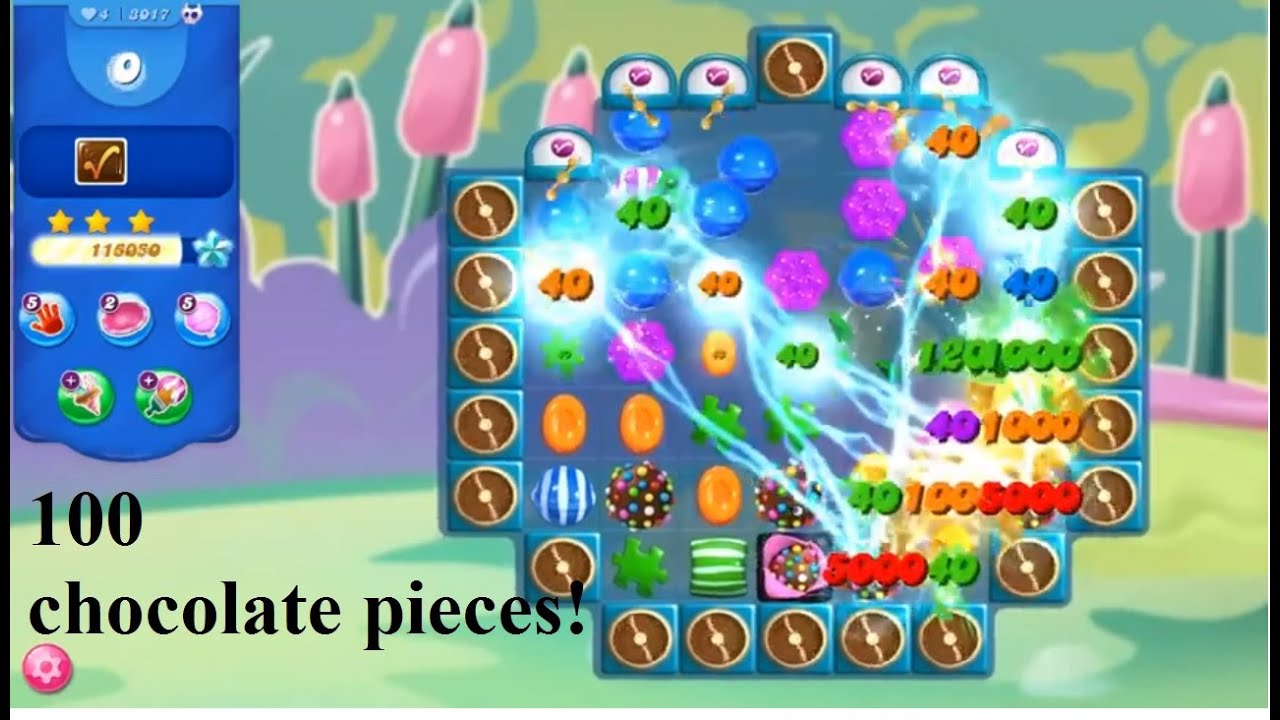 Candy Crush Sag Level 3017 No Boosters Sugar Stars 100 Chocolate Pieces Youtube