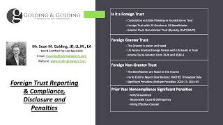 Foreign Trust Compliance - Taxation, Reporting, Forms 3520, FBAR &amp; FATCA (Golding &amp; Golding Tax Law)