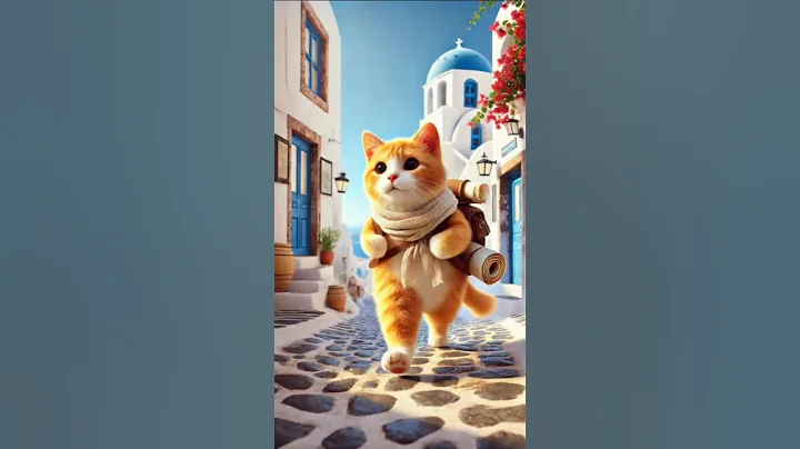 Watch the video about Explorer Kitty Paints the Aegean Dream in Santorini 🇬🇷🐾🎨 #kitten #kitty #AegeanSea #Santorini