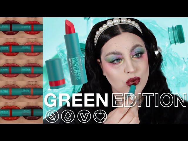 MAYBELLINE GREEN EDITION BUTTER CREAM LIPSTICK SWATCHES & REVIEW - YouTube