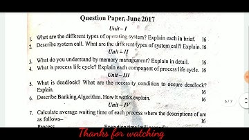 Question paper of BCA 3 SEM Of operating system 2018