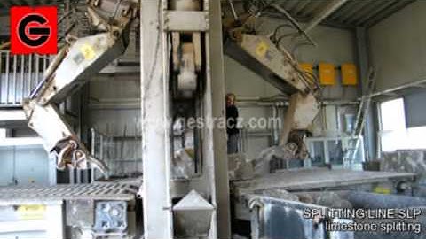 Big stone blocks splitter with manipulator arms on both sides | SLP line by GESTRA