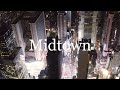 Midtown Manhattan New York Drone flight, night.