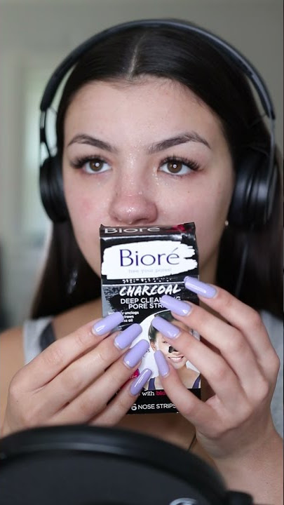 BIORE PORE STRIP BLACKHEAD REMOVAL ASMR #shorts #youtubepartner