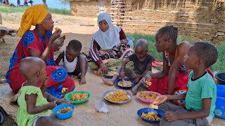 African Young Mothers Daily Life Cooking their Favourite Delicious Village Food,Pumpkin, Corn,Beans