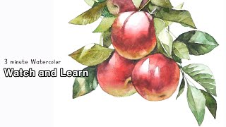 [3 minute Watercolor - Watch and Learn] Apple Tree. NAMIL ART