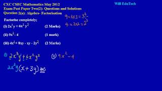 csec cxc maths past paper 2 question 2a may 2012 exam solutions answers by will edutech