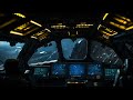 Spaceship cockpit from rainy exoplanet atmosphere scifi ambiance for sleep study relaxation