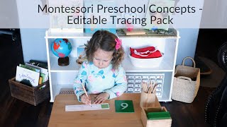 Montessori Preschool Concepts - Editable Tracing Pack