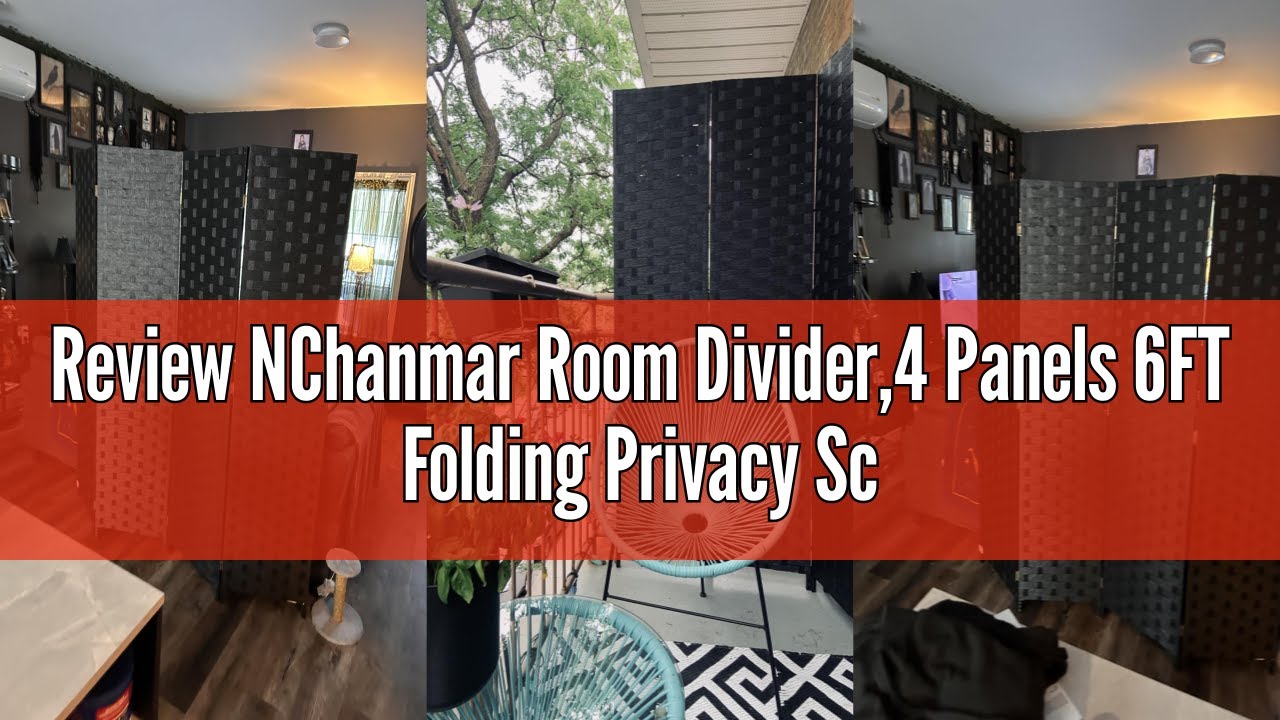 Review NChanmar Room Divider,4 Panels 6FT Folding Privacy Screen Room Divider Wall Wood Mesh Hand-Wo