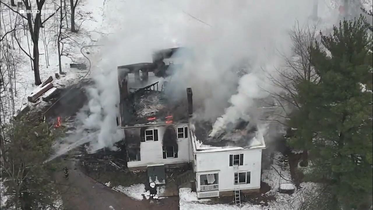 Large fire destroys historic Oswego mansion, drone video shows - YouTube