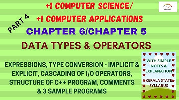 +1COMPUTER APPLICATIONS|+1COMPUTER SCIENCE|ONLINE |MALAYALAM|DATA TYPES & OPERATORS|CHAPTER6