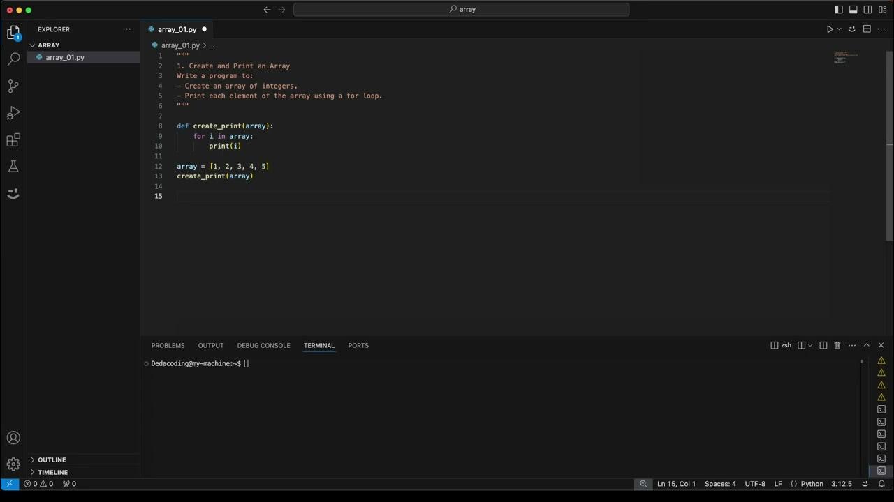 Python: Array for beginners #1 Create and print an array. - YouTube