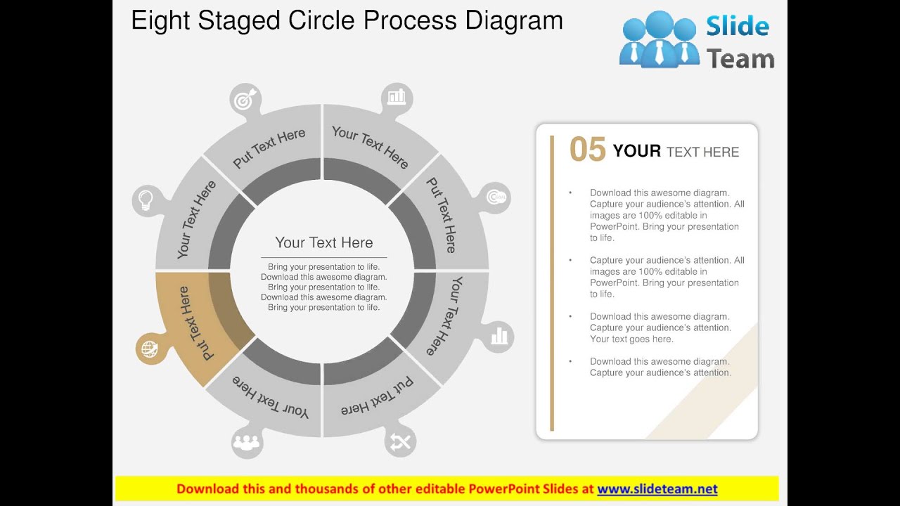 eight staged circle process diagram flat powerpoint design - YouTube