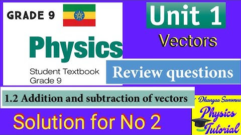 Physics Grade 9 unit 1 Vectors   1.2 Addition and substraction of vectors. Review Question Q :- no 2