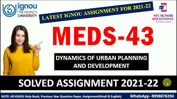 MEDS 43 Dynamics of Urban Planning And Development | IGNOU Solved Assignment 2021-22
