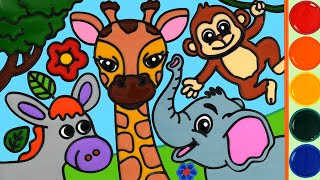 Menggambar Dan Mewarnai Jerapah hewan Untuk Anak-anak | Jell painting elephant