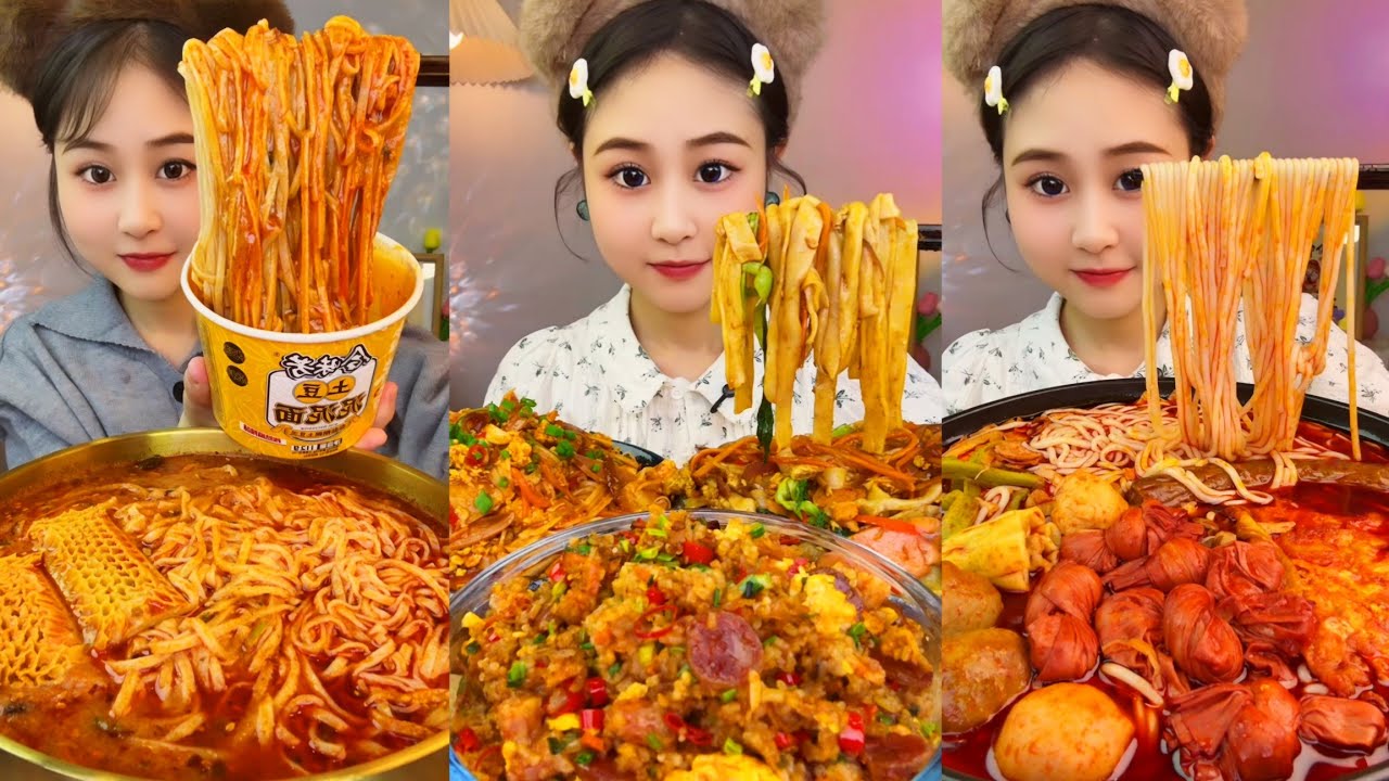 ASMR EATING SPICY AND HOT Korean Noodles 먹방 | Chinese Spicy Food ASMR 중국먹방 | ASMR Eating Video