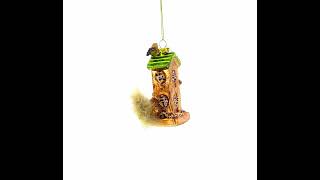 Birds and Squirrel at Birdfeeder - Blown Glass Christmas Ornament (CC-1226)