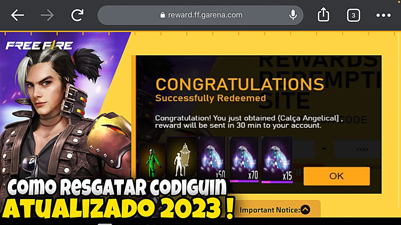 Reward FF Veja Codiguins de Free Fire para resgatar