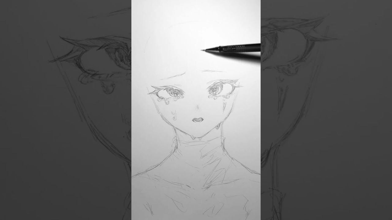 目と線画だけ　思いつきで線画を描くところから動画撮っていたら普通に時間足りませんでした　#drawing #メイキング #イラスト #イラストメイキング #shorts